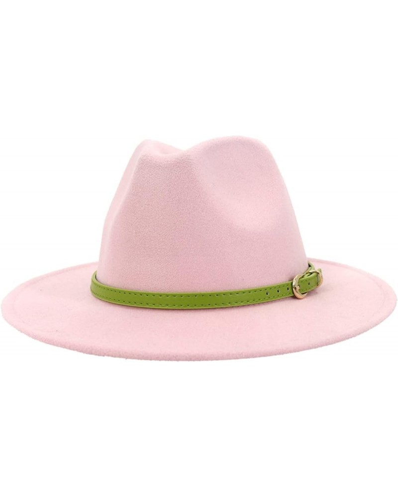 Fedora Hat Soft Woolen Felt Fashion Panama Hats Packable Wide Brim Hat with Belt Buckle for Men Women(Medium/Large) Pink 2 $1...