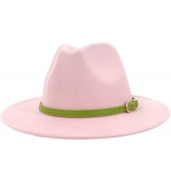 Fedora Hat Soft Woolen Felt Fashion Panama Hats Packable Wide Brim Hat with Belt Buckle for Men Women(Medium/Large) Pink 2 $1...