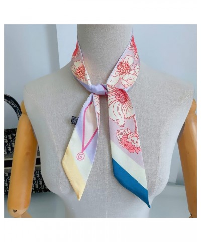 Long Neckerchief Pure Skinny Scarf Necktie Hangbag Handle Hair Head Wraps Belt Mqta02-b Floral Purple $7.94 Scarves