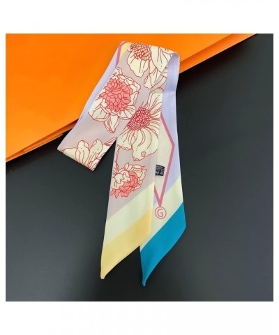 Long Neckerchief Pure Skinny Scarf Necktie Hangbag Handle Hair Head Wraps Belt Mqta02-b Floral Purple $7.94 Scarves