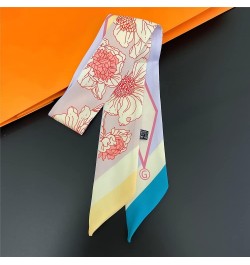 Long Neckerchief Pure Skinny Scarf Necktie Hangbag Handle Hair Head Wraps Belt Mqta02-b Floral Purple $7.94 Scarves