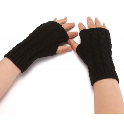 Ladies Breathable Gloves Winter Women Fashion Knitted Plush Twist Windproof Warm Thickened Fingered Plus Gloves Black $7.30 B...