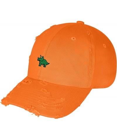 Triceratops Vintage Dad Hat Frayed Embroidered Cap Dinosaur Orange $11.99 Baseball Caps