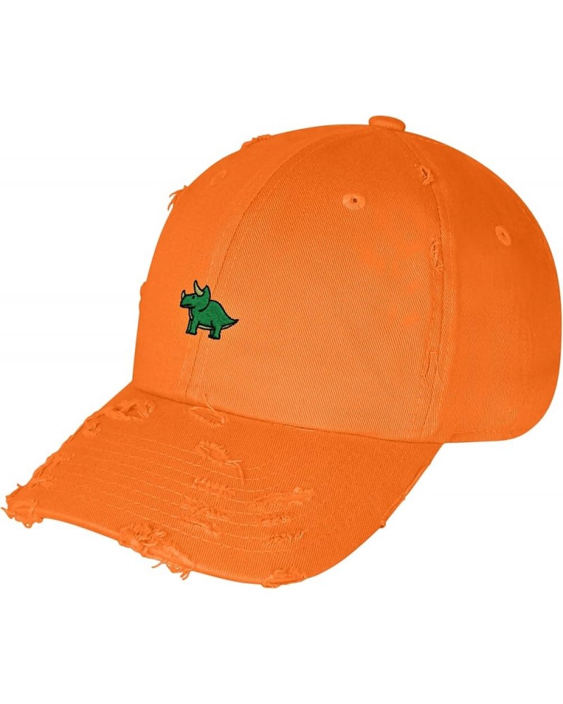 Triceratops Vintage Dad Hat Frayed Embroidered Cap Dinosaur Orange $11.99 Baseball Caps