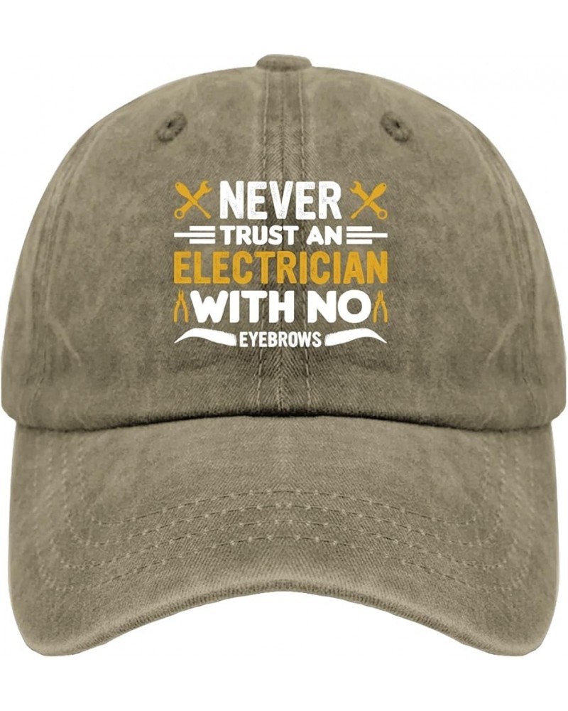 Never Trust an Electrician with No Eyebrows Baseball Cap American Hat Cyan Blue Womens Baseball Caps Gifts for Pigment Khaki ...