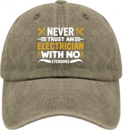 Never Trust an Electrician with No Eyebrows Baseball Cap American Hat Cyan Blue Womens Baseball Caps Gifts for Pigment Khaki ...