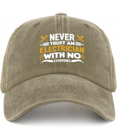 Never Trust an Electrician with No Eyebrows Baseball Cap American Hat Cyan Blue Womens Baseball Caps Gifts for Pigment Khaki ...