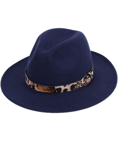 Black Fedora Hat for Men Solid Color Wool Felt Jazz Hats Wide Brim Female Simple Caps Unisex Leopard Grain Belt 2 $18.75 Fedoras