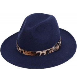 Black Fedora Hat for Men Solid Color Wool Felt Jazz Hats Wide Brim Female Simple Caps Unisex Leopard Grain Belt 2 $18.75 Fedoras