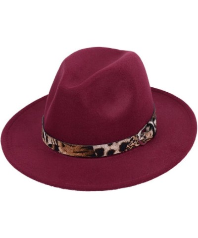 Black Fedora Hat for Men Solid Color Wool Felt Jazz Hats Wide Brim Female Simple Caps Unisex Leopard Grain Belt 2 $18.75 Fedoras