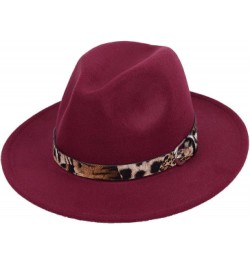 Black Fedora Hat for Men Solid Color Wool Felt Jazz Hats Wide Brim Female Simple Caps Unisex Leopard Grain Belt 2 $18.75 Fedoras