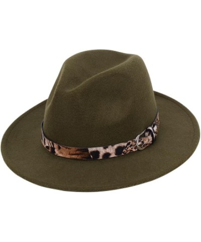 Black Fedora Hat for Men Solid Color Wool Felt Jazz Hats Wide Brim Female Simple Caps Unisex Leopard Grain Belt 2 $18.75 Fedoras