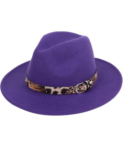 Black Fedora Hat for Men Solid Color Wool Felt Jazz Hats Wide Brim Female Simple Caps Unisex Leopard Grain Belt 2 $18.75 Fedoras