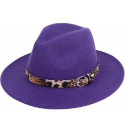 Black Fedora Hat for Men Solid Color Wool Felt Jazz Hats Wide Brim Female Simple Caps Unisex Leopard Grain Belt 2 $18.75 Fedoras