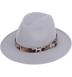 Black Fedora Hat for Men Solid Color Wool Felt Jazz Hats Wide Brim Female Simple Caps Unisex Leopard Grain Belt 2 $18.75 Fedoras