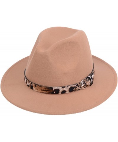 Black Fedora Hat for Men Solid Color Wool Felt Jazz Hats Wide Brim Female Simple Caps Unisex Leopard Grain Belt 2 $18.75 Fedoras