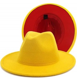 Fedora Hat Women's Patch Men's Panama Fedora Party Wedding Jazz Hat Yellow and Red $18.69 Fedoras