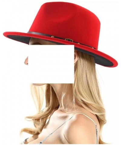 Fedora Hat Women's Patch Men's Panama Fedora Party Wedding Jazz Hat Yellow and Red $18.69 Fedoras