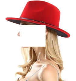 Fedora Hat Women's Patch Men's Panama Fedora Party Wedding Jazz Hat Yellow and Red $18.69 Fedoras