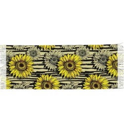 Bees Sunflower Print Fringed Scarf, Soft And Warm Faux Cashmere Scarf, Ideal Gift For Fashion Accessories Bees Sunflower $15....