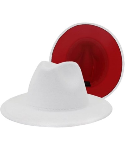 Fedora Hat Women's Patch Men's Panama Fedora Party Wedding Jazz Hat Yellow and Red $18.69 Fedoras