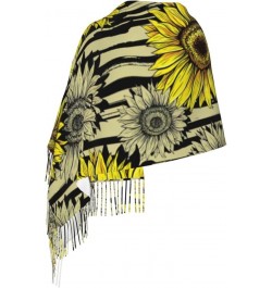 Bees Sunflower Print Fringed Scarf, Soft And Warm Faux Cashmere Scarf, Ideal Gift For Fashion Accessories Bees Sunflower $15....