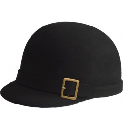 100% Wool Felt Fedora Hat for Equestrian Cap Flat Brim Floppy Winter Hats Knight Top Caps Black $49.76 Fedoras