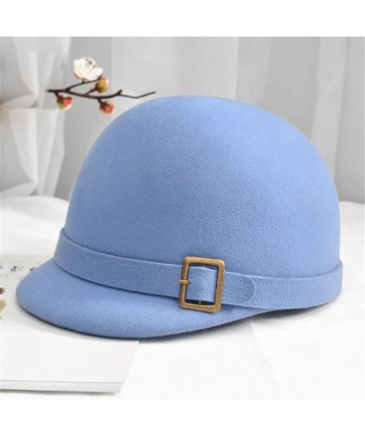 100% Wool Felt Fedora Hat for Equestrian Cap Flat Brim Floppy Winter Hats Knight Top Caps Black $49.76 Fedoras