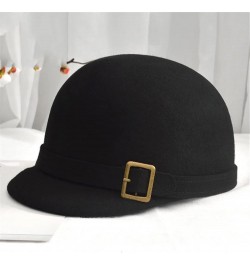 100% Wool Felt Fedora Hat for Equestrian Cap Flat Brim Floppy Winter Hats Knight Top Caps Black $49.76 Fedoras