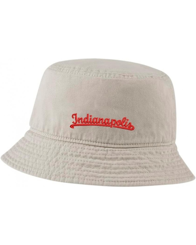 Women Bucket Hats for Men Indianapolis City in Embroidered Unisex Bucket Hat Outdoor Fishing Hat Beige $14.24 Bucket Hats