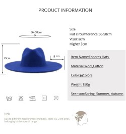 Winter Wool Solid Classic Fedoras Cap Men Women Panama Jazz Hat Wide Brim Big Fedoras 56-58CM Wine Red $26.58 Fedoras