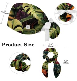 Scrub Hat Tropical Plants Adjustable Working Cap with Button Bow Hair Scrunchies for Women Color 5 $10.06 Skullies & Beanies