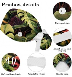 Scrub Hat Tropical Plants Adjustable Working Cap with Button Bow Hair Scrunchies for Women Color 5 $10.06 Skullies & Beanies