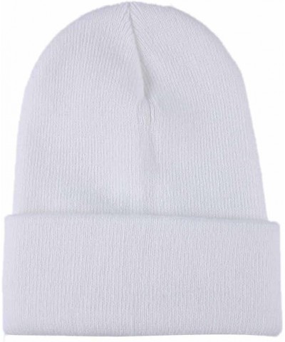 Women's Cuffed Knit Beanie Winter Hats Knit Skull Cap Warm Stocking Hats Running Skull Cap Daily Beanie Hat White $8.52 Skull...