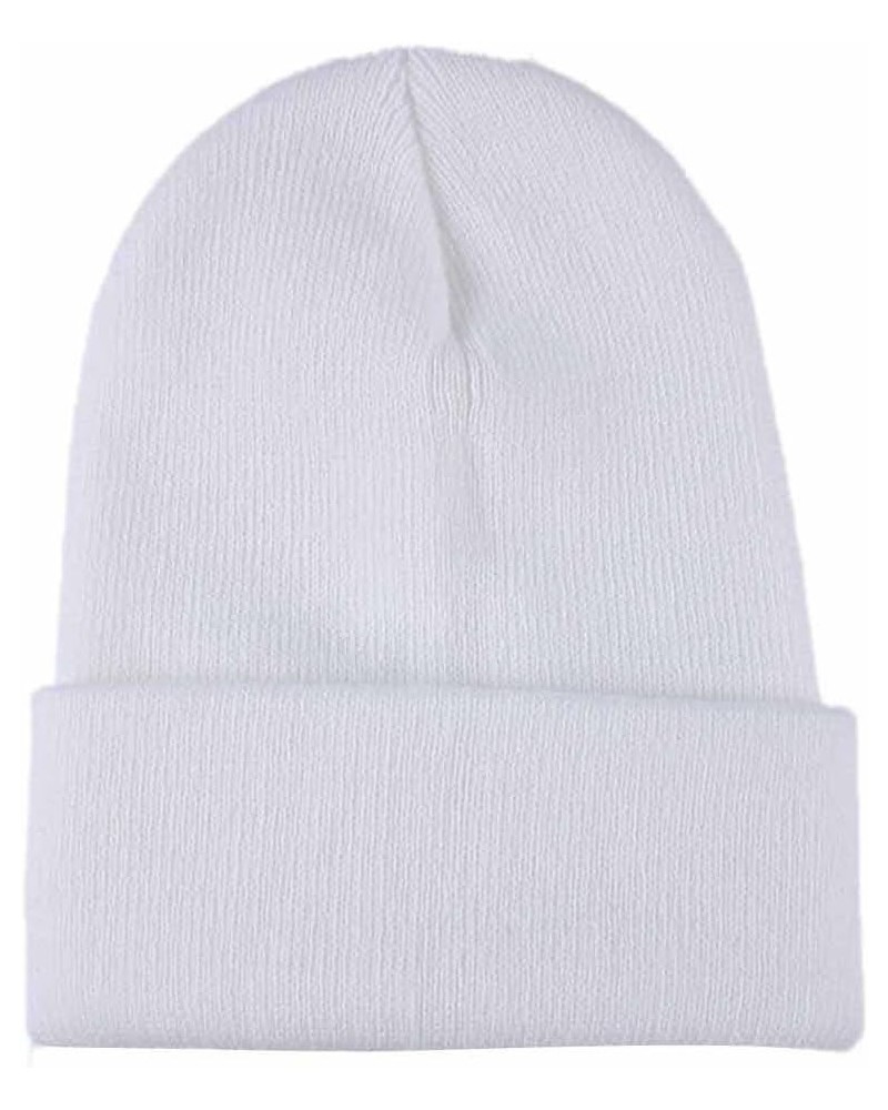 Women's Cuffed Knit Beanie Winter Hats Knit Skull Cap Warm Stocking Hats Running Skull Cap Daily Beanie Hat White $8.52 Skull...