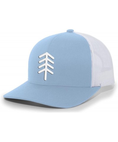 Simple Pine Tree Nature Mens Embroidered Mesh Back Trucker Hat Baseball Cap Columbia Blue/White $16.10 Baseball Caps