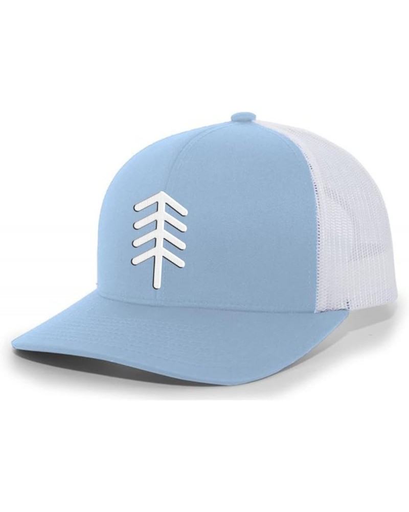 Simple Pine Tree Nature Mens Embroidered Mesh Back Trucker Hat Baseball Cap Columbia Blue/White $16.10 Baseball Caps