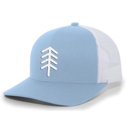 Simple Pine Tree Nature Mens Embroidered Mesh Back Trucker Hat Baseball Cap Columbia Blue/White $16.10 Baseball Caps