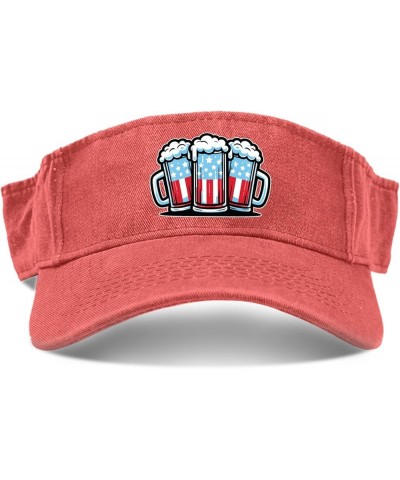 Beer American Flag Caps Sun Visor Hats for Adult Golf Hats with Designs Beach Caps Saffron $11.17 Sun Hats