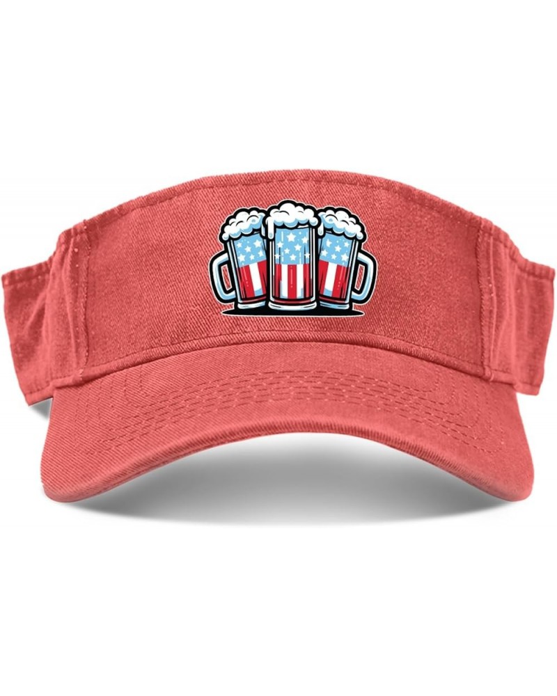 Beer American Flag Caps Sun Visor Hats for Adult Golf Hats with Designs Beach Caps Saffron $11.17 Sun Hats