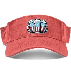 Beer American Flag Caps Sun Visor Hats for Adult Golf Hats with Designs Beach Caps Saffron $11.17 Sun Hats