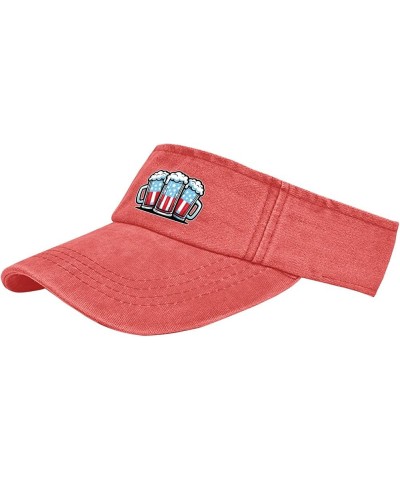 Beer American Flag Caps Sun Visor Hats for Adult Golf Hats with Designs Beach Caps Saffron $11.17 Sun Hats