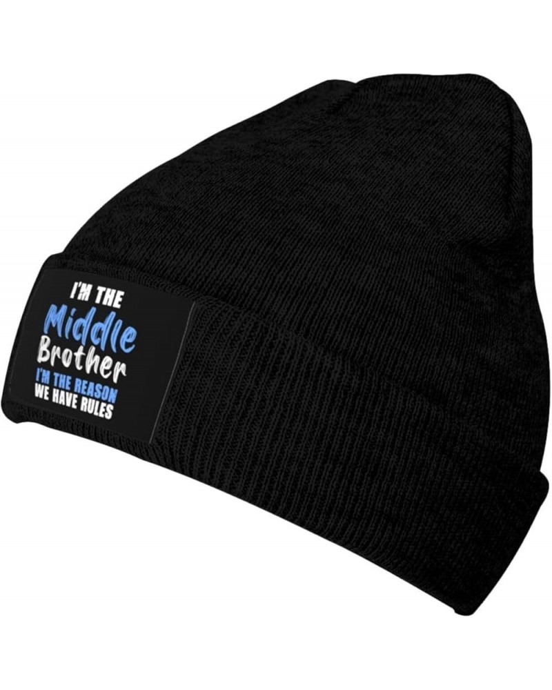 I'm The Middle Brother I'm The Reason we Have Rules Winter Beanie Hats for Men Women,Warm Knitted Cuffed Skull Cap Black $9.7...