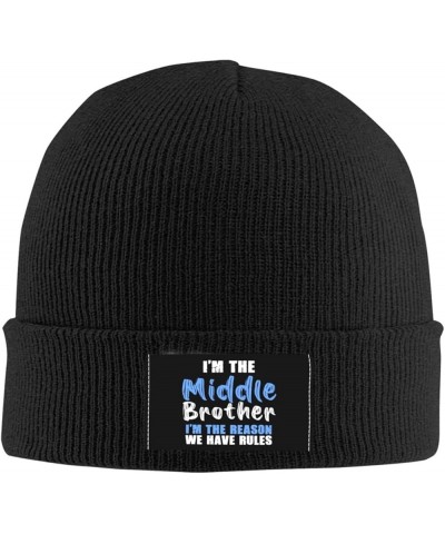 I'm The Middle Brother I'm The Reason we Have Rules Winter Beanie Hats for Men Women,Warm Knitted Cuffed Skull Cap Black $9.7...