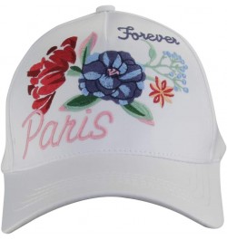 Women's Vintage Paris Rose Shiny Baseball Hat Cap White $9.87 Baseball Caps