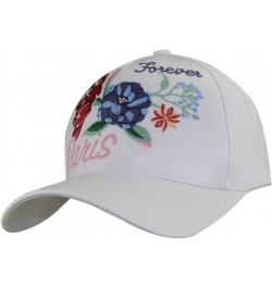 Women's Vintage Paris Rose Shiny Baseball Hat Cap White $9.87 Baseball Caps