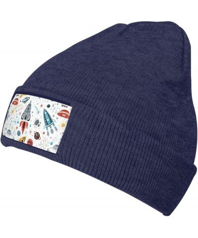 Multifunction Cartoon Rockets Print Knitted Hat Gifts Outdoor Daily Unisexn Beanie Soft Warm,Elastic Navy Blue $10.56 Skullie...