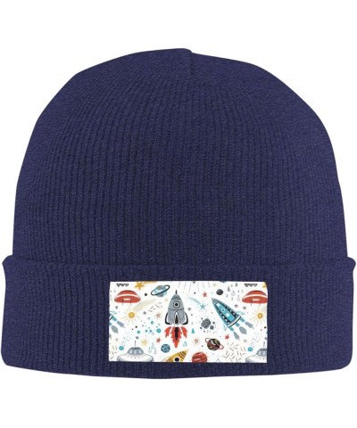 Multifunction Cartoon Rockets Print Knitted Hat Gifts Outdoor Daily Unisexn Beanie Soft Warm,Elastic Navy Blue $10.56 Skullie...