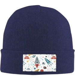 Multifunction Cartoon Rockets Print Knitted Hat Gifts Outdoor Daily Unisexn Beanie Soft Warm,Elastic Navy Blue $10.56 Skullie...