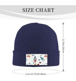 Multifunction Cartoon Rockets Print Knitted Hat Gifts Outdoor Daily Unisexn Beanie Soft Warm,Elastic Navy Blue $10.56 Skullie...